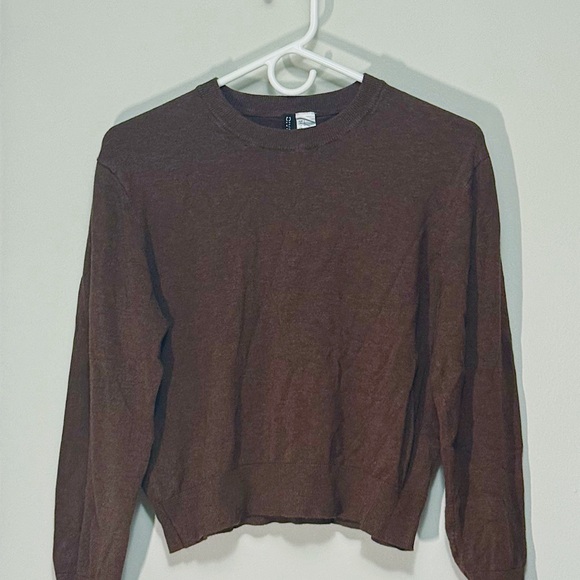 Divided Sweaters - Divided (H&M) Dark Brown Women's Cropped Crew Neck Sweater